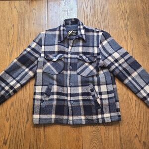 Vintage 1970s Sears Wool Plaid Fleece Lined Jacket Mens Medium Blue